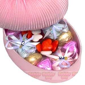 Pembe Fiyonklu Pileli Kutu Çikolata