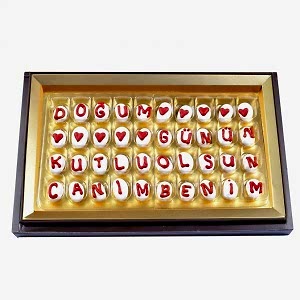 Sevgiliye Doğum Günü Badem Şekeri Çikolatalı Harf