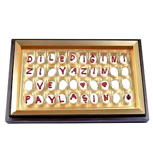 Mesaj Yazın ve Paylaşın Badem Şekeri Harf Çikolata