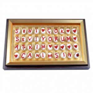 Seni Seviyorum Aşkım Badem Şekeri Harfli Çikolata