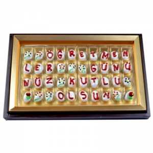 Öğretmenler Günü Badem Şekeri Çikolatalı Harf