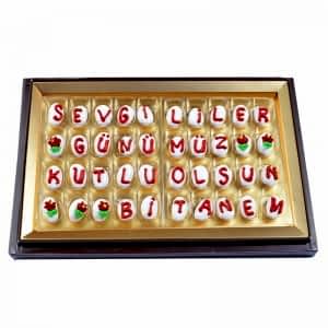 Sevgililer Günü Badem Şekeri Çikolatalı Harf